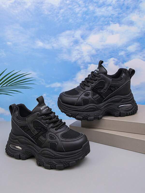 Women Mesh Breathable Sneakers, Thick Sole Lightweight Platform Sport Shoes