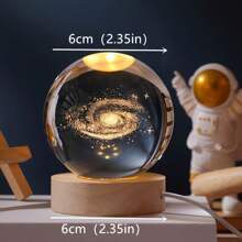2pcs (Internal Carved Crystal Ball And LED Light Base) - Solar System - Milky Way - Saturn - Universe Series Internal Carved Glass Crystal Ball Night Light - Bedroom Desktop Room Decoration - Small Ornament - USB Light - Creative Birthday Gift Valentine's Day