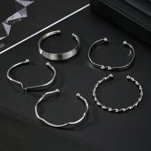 Conjunto de 5 pulseiras femininas irregulares torcidas, uso diário