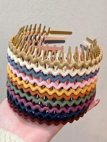 1 件女孩简约糖果色头带，女孩防滑牙齿发带，刘海造型发饰