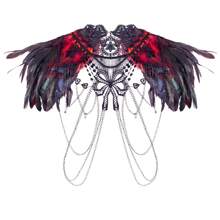 Festliches Federschal-Top, Schal-Cape, Accessoires zum Anziehen Federn-Körpergeschirr für Frauen Tops Cape Schal Schulterschal Punk Gothic Rave Dance Festival Kragen mit Manschetten Schulter Abzeichen Anziehsachen Künstliche Federn