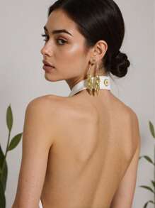 1 par de pendientes de aro exagerados para mujer con lazo de circonita incrustada, accesorios elegantes de mujer, de alta gama, para uso diario, un regalo