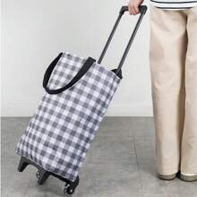 1 peça Bolsa de Compras Dobrável Grande, Portátil e À Prova d'Água para Uso Externo, Adequada para Compras em Supermercados, Carrinho Manual de Tecido Oxford com Pequeno Carrinho, Capacidade de Carga de 18 kg