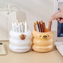 1pc Multifunctional Pen Holder, 3 Expression Options, Circular Pen Cup, Large Capacity, Desktop Storage, Large Capacity Desktop Stationery Organizer Pen Stand, Storage Bucket, Suitable For Office, School Supplies, Stationery Organization, Teachers, Home, Back To School/Graduation/Birthday Gift