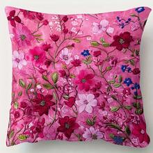 1 pièce Housse de coussin décoratif en peluche super douce de 45,72 x 45,72 cm, motif floral de jardin rose vif éclatant avec des détails de style broderie, confort double face, en matériau polyester, avec fermeture à glissière - parfait pour le canapé, la chambre à coucher ou la décoration du salon (sans insert) - Multicolore - Voir 2