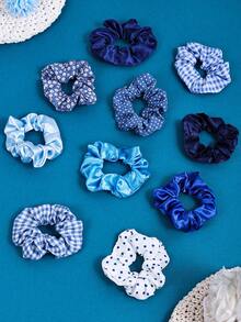 165 件女孩蓝色圆点花朵发圈，亮丝发圈，弹力发绳发带，刺绣花朵星心金属发夹发夹发饰套装，适合节日派对和日常使用 - 彩色 - 查看 11