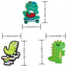 6/31pcs/Set Cartoon Casual PVC Shoe Decoration Dinosaur Shoe Charms For Summer Gift For Man