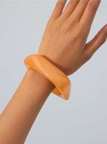 1 pieza Brazalete geométrico exagerado retro, semitraslúcido, de resina de colores para mujeres