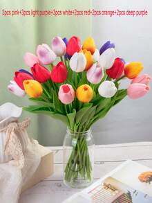 15pcs 13inch Artificial Tulip Flowers, Fake Plants - Multicolor - View 16