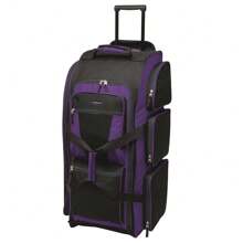 Rolling Duffel Bag Multi-Pocket Telescopic Handle Travel Luggage Durable Polyester Upright Organizer 7 Packing Compartments