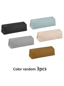 1pc Minimalist Zipper Storage Bag, Portable & Practical Student Stationery Organizer, Suitable For Office Supplies, Cosmetics, Back To School Gift, PU Leather Pencil Case - Multicolor - View 19