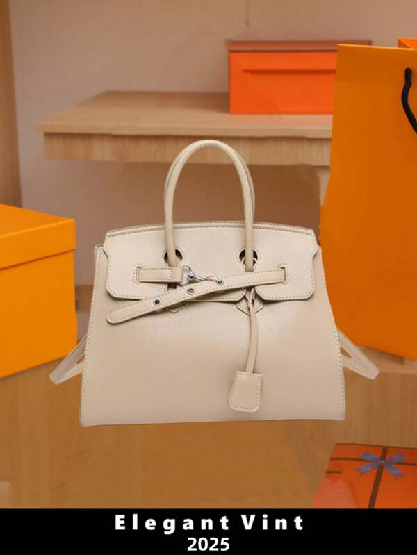 SHIMEINI Bolsa De Mão Com Pingente De Borla Em Macio Com Textura De Lichia, 1 Peça, 2025, Versátil, Estilo Europeu E Americano, De Ombro/Cruzada, Adequada Para Uso Diário Feminino, Deslocamento Para O Trabalho, Viagens De Férias, Festivais, Datas, Presentes