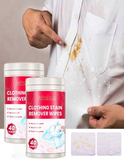 衣物和室内装饰清洁湿巾 - 超强去污力，强效去味能力，对天然和合成纤维安全，每桶 40 片。沙发去污剂，适用于衣物、织物、丝绸和亚麻 - 即时清洁剂，适用于血液、草、咖啡和土壤。使用注入强效安全清洁剂的特殊湿巾擦去衣物上的顽固污渍