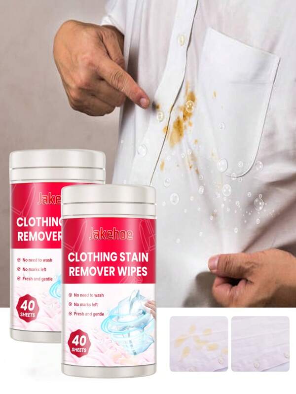 Clothing And Interior Decoration Cleaning Wet Wipes - Super Powerful Detergent, Strong Anti-Odor Ability, Safe For Natural And Synthetic Fibers, 40 Pieces Per Barrel.Sofa Stain Remover For Clothes, Fabrics, Silk And Linen - Instant Cleaner Suitable For Blood, Grass, Coffee And Soil.Use Special Wet Wipes Infused With Powerful And Safe Cleaning Agents To Wipe Stubborn Stains Off Clothes