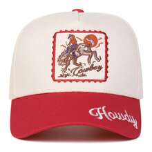 1pc Women's Cowboy "Howdy" Trucker Hat, Personalized Letter & Embroidered Cowboy Rider Design, Street Fashion Five-Panel Baseball Cap, Outdoor Sun Protection Casual Hat For Spring/Autumn Travel, Beach - Multicolor - View 5