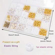 Christmas DIY Pearl Soft Clay Letter Set, 24 Grids ~1400pcs Elegant White Polymer Clay Beads, Acrylic Round/Heart Shape Metal Pendants, Daisy Metal Charms, 24 Grids Assorted Size Combo Set, Beading Tools, Jewelry Making Supplies - White Suit - View 5