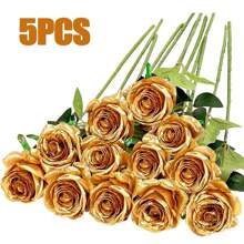 30 Artificial Roses, Gold Rose Artificial Flowers Fake Roses For Decoration DIY Wedding Bouquet Centerpieces, Bridal Shower Valentine's Day Decorations, Baby Shower Decorations, Home Decorations Outdoor Indoor Decorations, Vase Flower Decorations, Flower Arrangements, Table Centerpieces, Home Decorations Christmas Decorations Room Decor Christmas