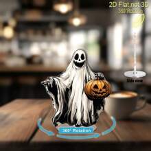 2D drehbare Acryl Tischdekoration - Geschnitzter Kürbis Horror für Halloween, 360° Drehung, ohne Batterie, geeignet für Innen und Außen, 2D flaches Design, Zuhause, Büro, Party & saisonales Geschenk, Halloween Dekoration für Zuhause, lustige Dekoration, langanhaltend, tolle Geschenkidee