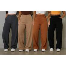 High Waist Tailored Wide Leg Pants – Elegance And - 紅木色 - 查看 1