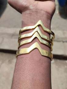 4-reihige luxuriöse, retromodische, verstellbare und stapelbare Armreifen, goldfarbene Metallbangles-Armbänder als Schmuckgeschenk für Frauen und Männer für den täglichen Gebrauch, Partys und Feiertage