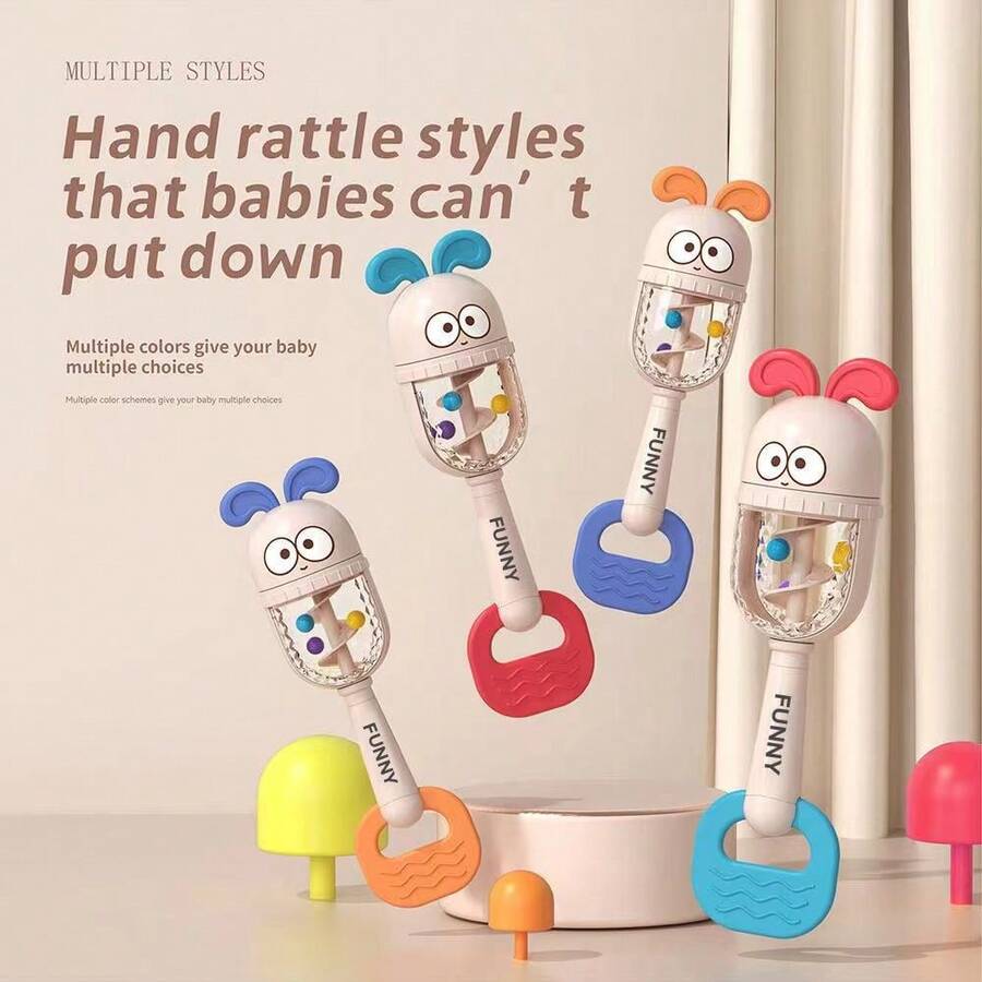 1pc Baby Rattle Shaker, Infant Grasping Teething Sensory Toy With Small Rattling Hammer (Color Random) - Multicolor - View 1