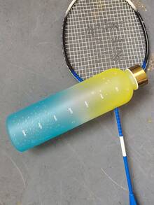 1 Pc Portable With Handheld Sports Water Bottle Plastic Cups Students Drinking Water Sports Fitness Carry Protein Powder Shaker Cups, For Outdoor, Camping - Black - View 2