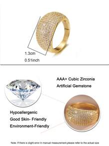 1 Peça Anel Dourado de Luxo, Anel de Declaração Brilhante de Zircônia Cúbica para Mulheres, para Festa, Banquete, Casamento, Festival, Presente e Dia dos Namorados