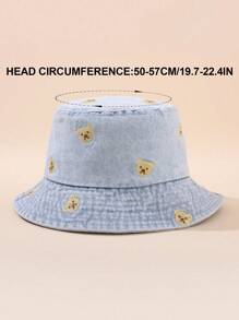 1 pieza Gorra visera para niños con patrón bordado, gorra de cubo casual desgastada para uso al aire libre y de todos los días