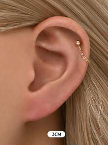 1 đôi bông tai bằng bạc 925 mạ vàng 14k, kiểu dáng tối giản, không gây dị ứng, phù hợp cho nữ giới đeo hàng ngày hoặc dự tiệc (Có hai lựa chọn chiều dài dây: 2.3cm và 3cm) - Hoa tai chuỗi hình chữ U (một chiếc) - Xem 4