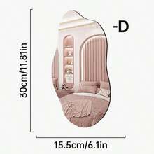 1pc Asymmetric Acrylic Mirror Wall Decor, Frameless Vanity Mirror For Living Room Bedroom Home Office, Bathroom Wall Mirror, Sticker, Wall Decal, Home Decor