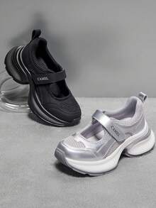 CAMEL CROWN Women's Casual Sports Sandals, Spring Casual Shoes, Sports Thick-Soled Elevated Chunky Sneakers, Perforated Breathable Sandals. - Silver - View 2