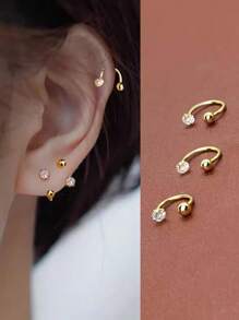 Nooxian Conjunto de 3 brincos femininos - Brincos de cartilagem em formato de C de aço inoxidável 316L, joias de piercing simples e multiuso, presente, estilo praia, à prova d'água e hipoalergênico para primavera/verão