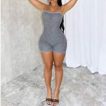 1pc Backless Striped Sexy Jumpsuit