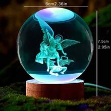 2pcs (Engraved Crystal Ball And Wooden LED Colorful Light Base) 3D Crystal Ball Night Light, Home Decor Night Light, Perfect Gift