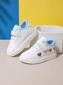 1 Pair Infant Fashionable Lightweight White Shoes, Children's Versatile Heart-Shaped Casual Soft-Sole Comfortable Sneakers
