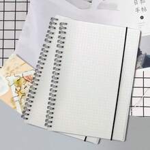 1 件/2 件/3 件 PP 封面螺旋笔记本，带金属线装订和背带，（粉色、黑色）带笔记本的文件夹，网格内页，简约，便携，防水，适用于学校和办公室学校用品，返校