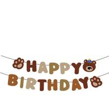 1 Set braune Bär Geburtstag Buchstaben Hängedekoration für Partys