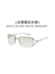1 pièce Lunettes mode rétro et douces, essentielles pour une tenue de tous les jours dans un style preppy pour la rentrée scolaire avec une forme enveloppante et une décoration de strass