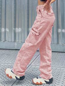 American Minimalist Flattering Utility Jeans Casual - Pink - View 2