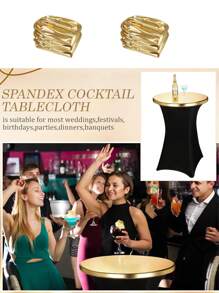 1pc/2pcs Round Table Topper Decor Cover, Metallic Glitter Tablecloth Elasticized Fabric Cover, Suitable For Wedding, Party, Restaurant Theme Events On 30-32 Inch Round Tables