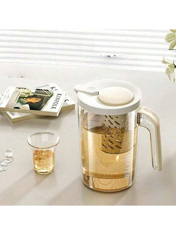 1pc Juice Pitcher, Cold Brew Pitcher, PET Cold Water Pitcher, Simple & Large Capacity Transparent Cold Water Pot, Suitable For Home Use