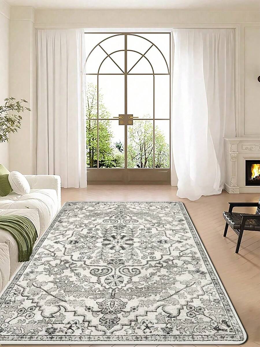 1 szt. dywanik w stylu boho vintage, zmywalny, odpowiedni do sypialni, beżowy dywanik do salonu, miękki, antypoślizgowy, nie gubiący włosia dywanik z imitacji wełny z kwiatowym motywem do przedpokoju, do kuchni, na stół jadalny, dywanik kuchenny, mata kuchenna, dywanik kuchenny, wycieraczka, mały dywanik, dywanik, dywanik, mata podłogowa, dekoracja wnętrz, dywanik, mata zewnętrzna, dekoracja wnętrz, dywanik, dywanik do sypialni, zmywalny dywanik - Wielokolorowe - Zobacz 1