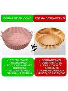 KIT 4 Forma De Silicone Para Air Fryer Forno Microondas Fritadeira Assadeira – Reutilizável Antiaderente Flexível