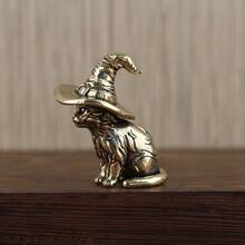 1 件纯铜巫师猫雕像，家居、客厅、卧室、酒吧装饰、装饰创意神话动物、魔法猫、节日礼物、万圣节礼物