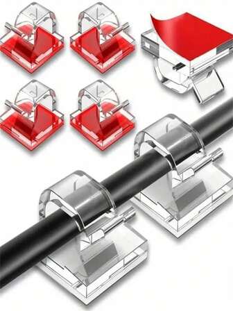 30 件户外粘性线夹、圣诞灯夹、装饰夹、自粘式挂钩电线管理线夹、仙女灯配件、（透明）粘性线整理器电线夹、耐用强力的汽车、办公室和家庭电线管理