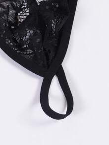 Quần lót dây chữ G gợi cảm ren đen trang trí ngọc trai cho nam - màu đen - Xem 6