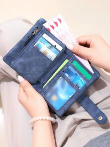 New Women Wallets PU Leather Female Short Hasp S Small Coin Card Holders Large Capacity Bag Portable Clutch With Strap For Women Wallet Purse Wallet Small Wallet