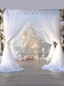 1 Set / 2 Stücke - 1,6m * 3m Tüll Hintergrundvorhänge, transparente Hintergrundvorhänge für Geburtstagsfeier, Hochzeit, Frühjahrsfest, Fotohintergrund Dekoration