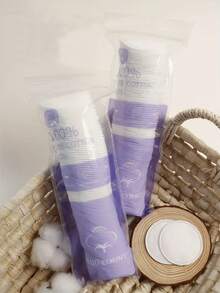 100/200pcs Round Cotton Pads, Double-Sided, Low Allergenicity, Suitable For Face And Eye Makeup Removal And Cleansing - Multicolor - View 1