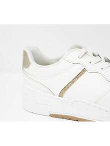 Zapatillas de NIKO AMORE Urbanas Blancas con Estilo Retro, Detalles Dorados Metálicos y Glitter y Suela Bicolor  Casual - Dorado - Ver 6